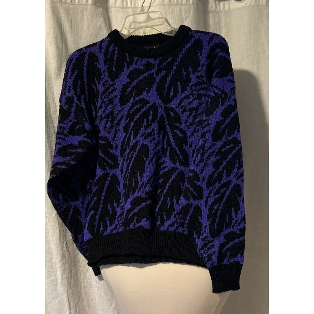 Vintage 80s Sweater Abstract Geometric Retro Adult Large Read